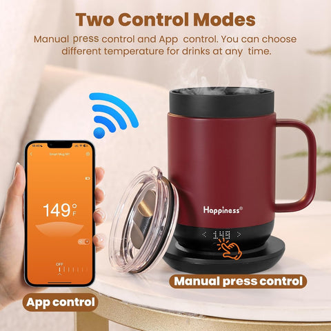 Close-up of Happiness mug’s stainless steel double-wall insulation