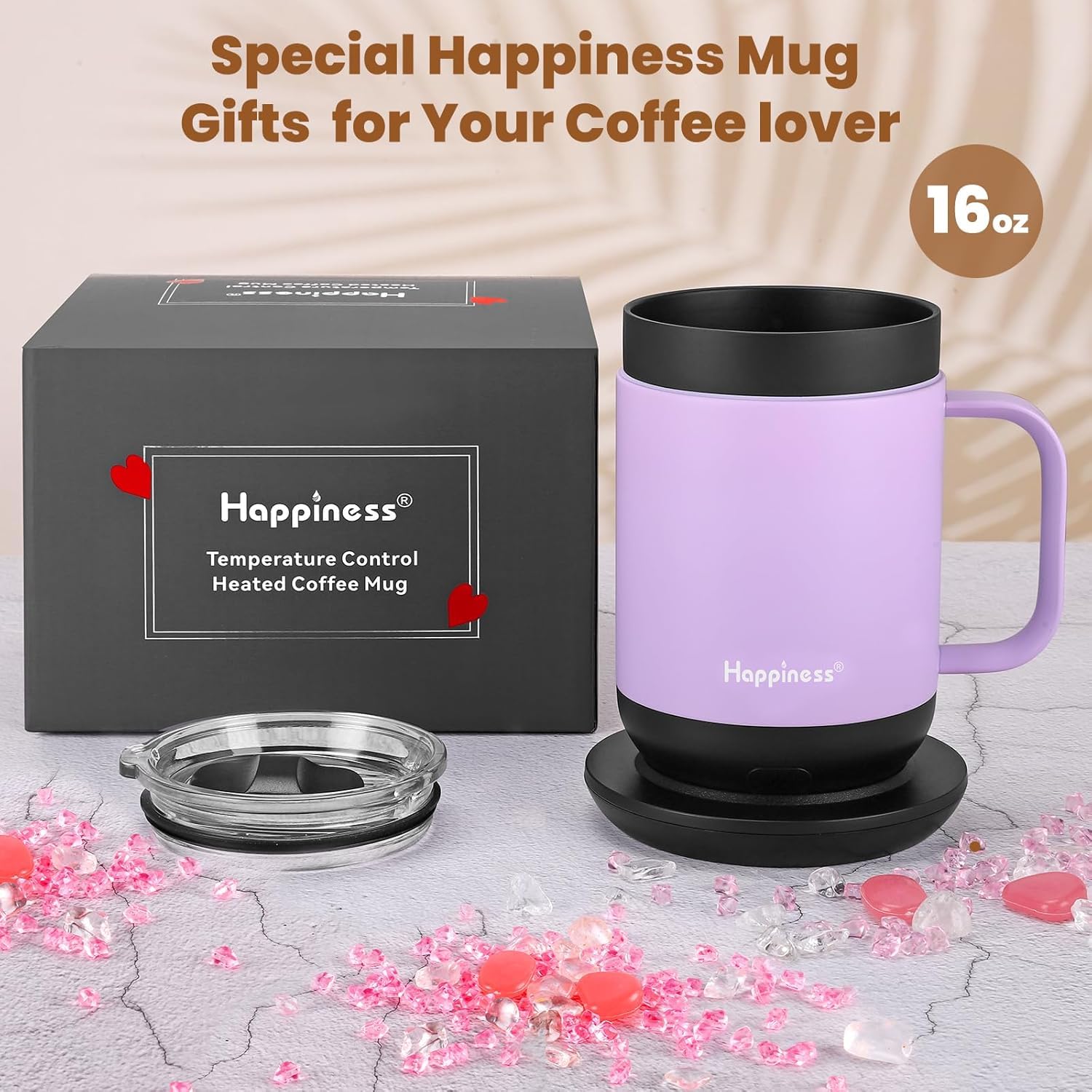 Happiness mug temperature display helps monitor heat during sipping.