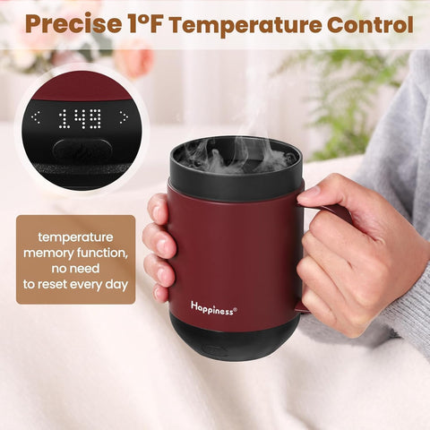 Happiness mug shows precise temperature display for control