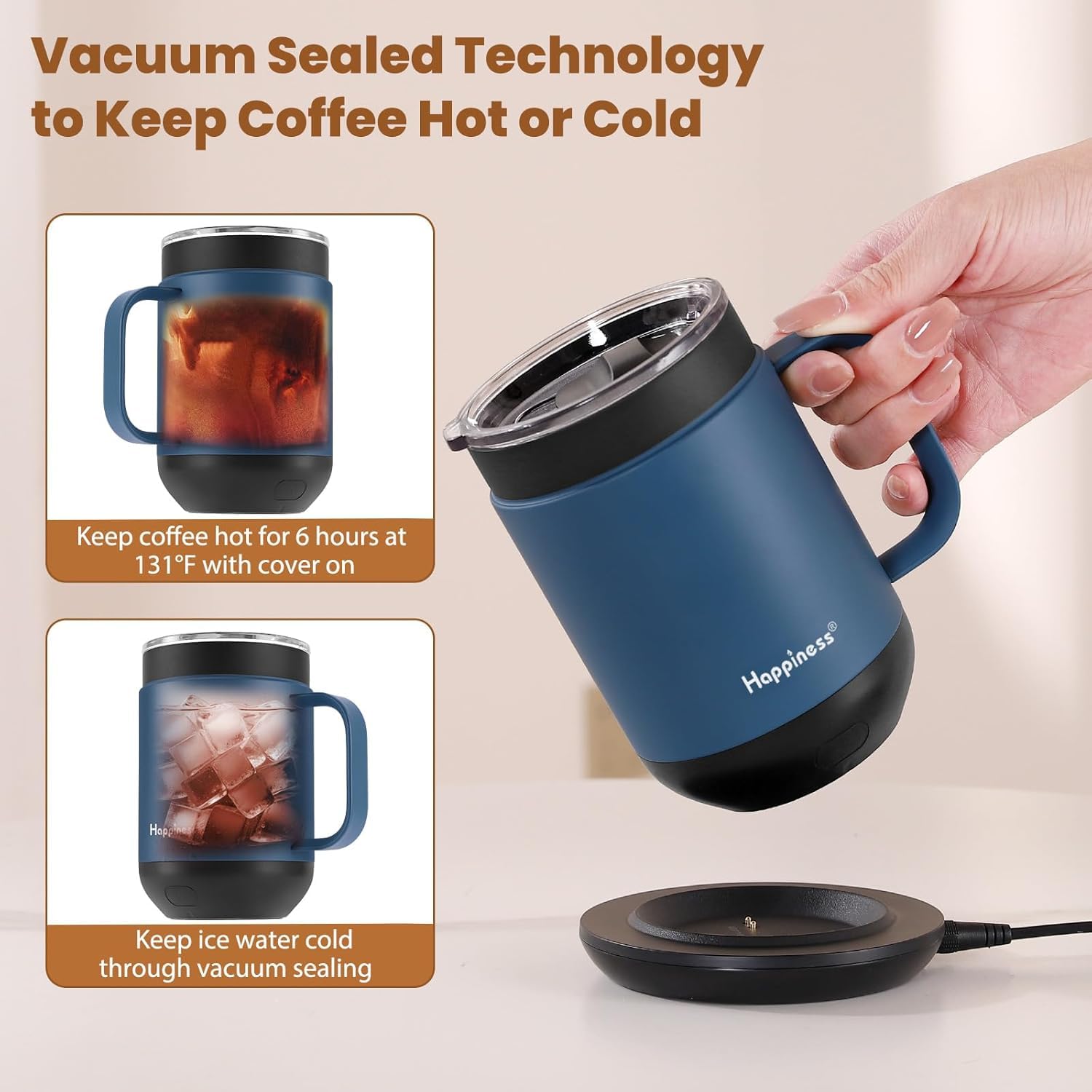 IPX7 waterproof mug resists splashes during daily use.