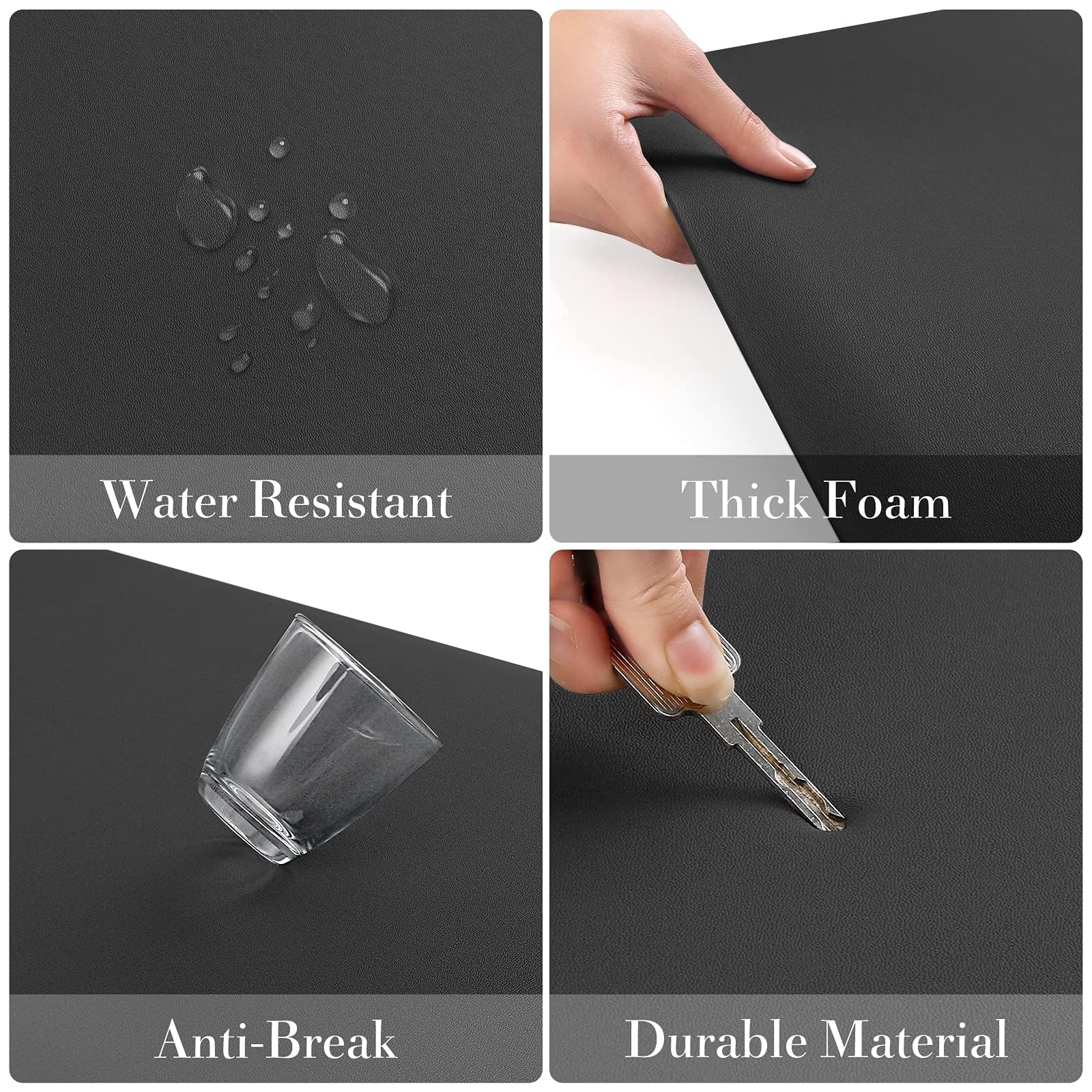 HappyTrends 2-pack kitchen mats in black demonstrate durable, space-saving setup.