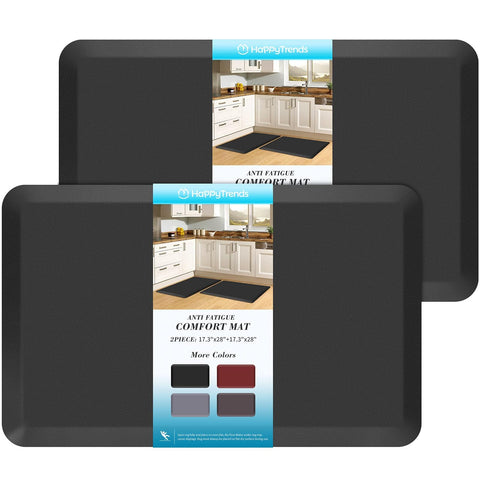 HappyTrends kitchen mat anti-fatigue-foam provides comfortable standing during meal prep.