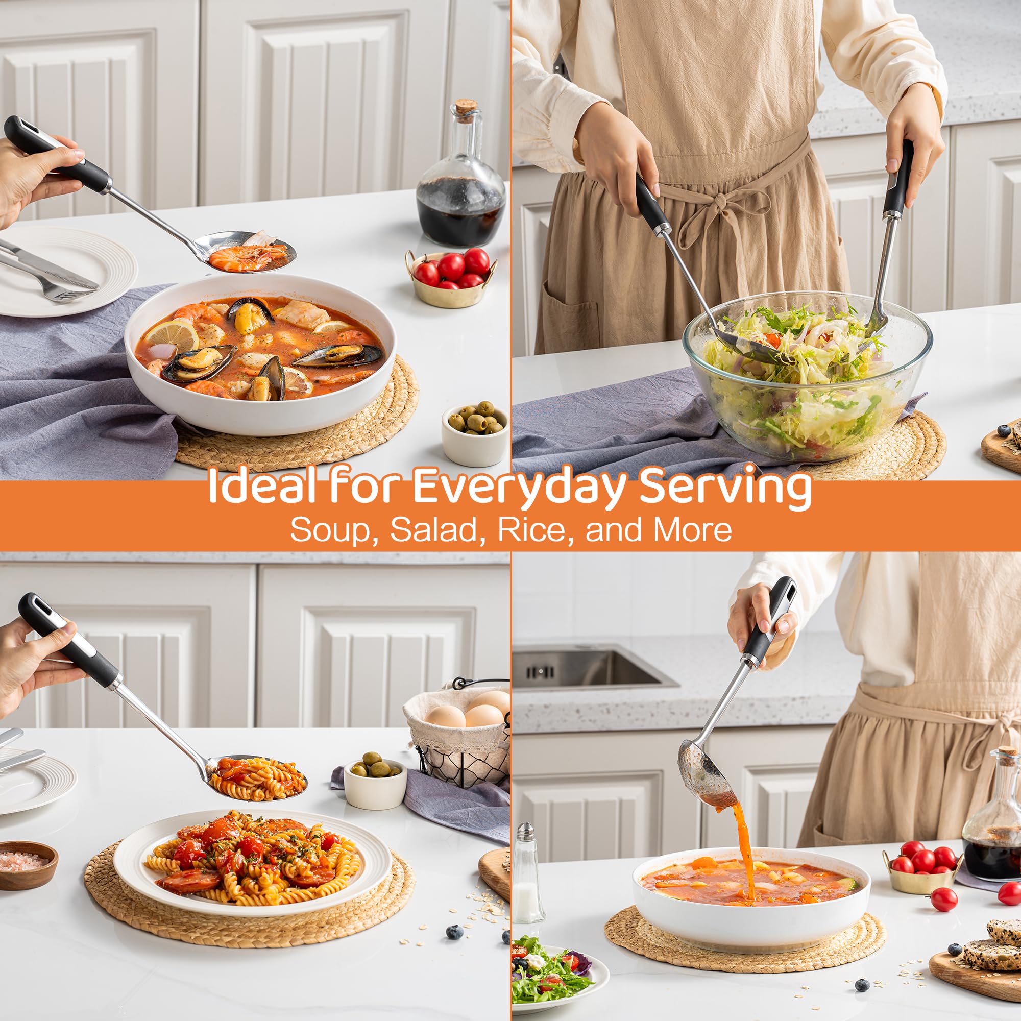 Happy Kit family dining scene with stainless steel spoons and reliability.