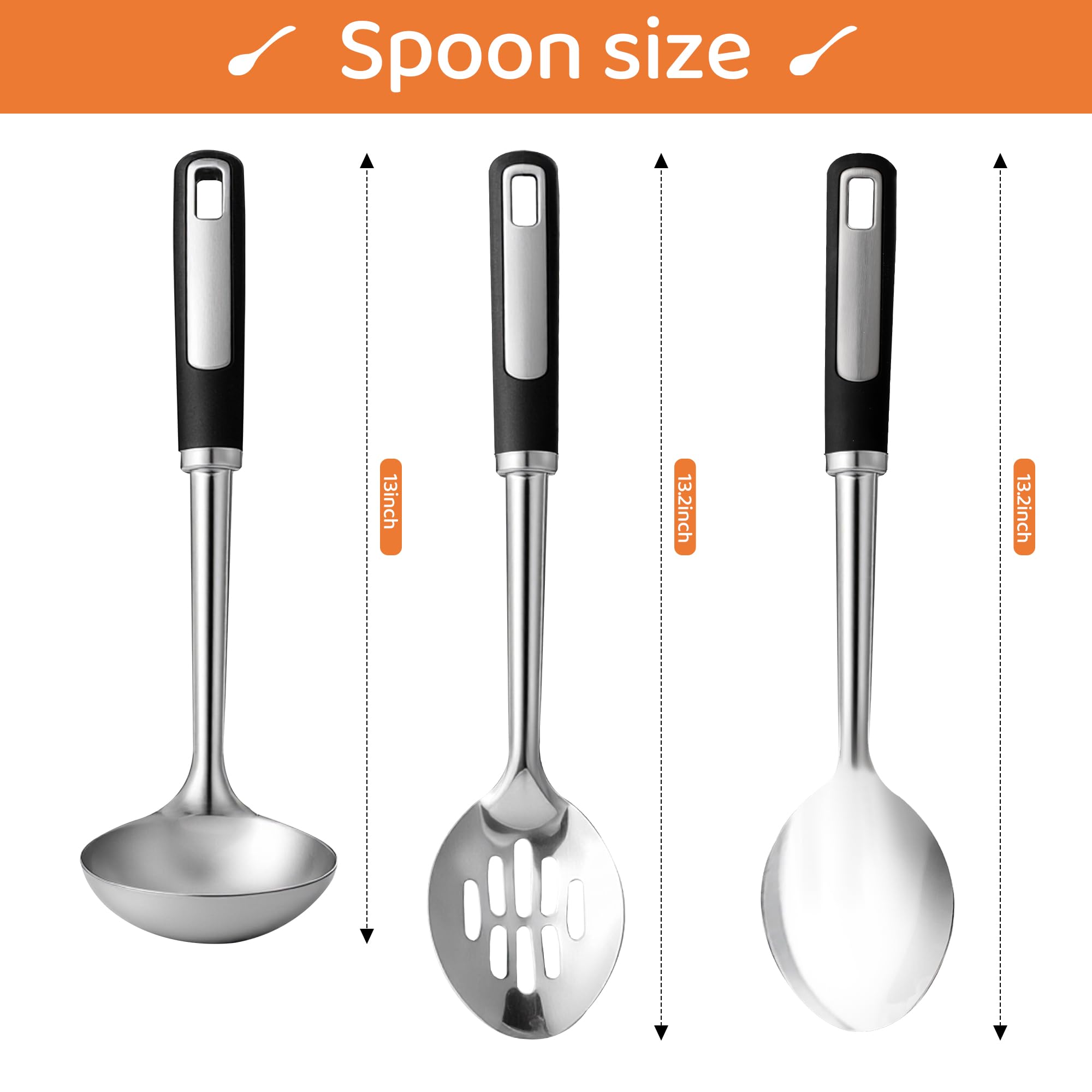 Happy Kit large serving spoon close-up with balanced grip.