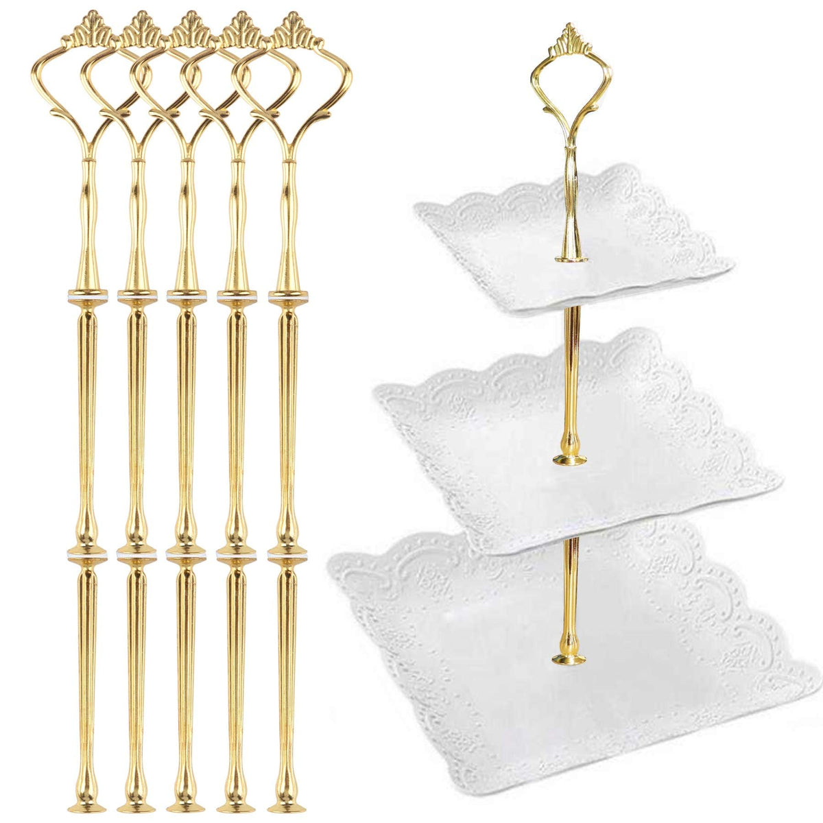 Happy Will crown hardware for 3-tier tray connects plates securely for sturdy presentations