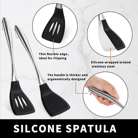HAPPY KIT dishwasher-safe silicone spatula for quick cleanup after cooking.
