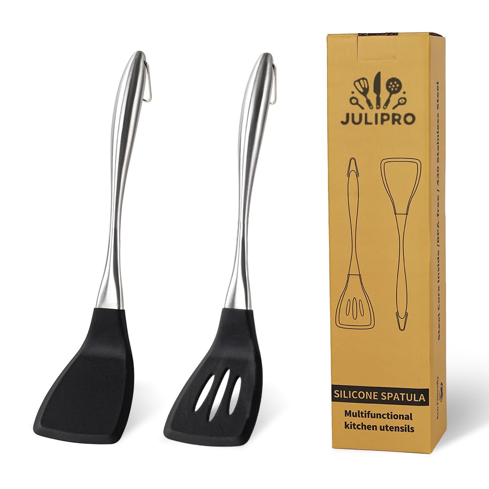 HAPPY KIT heavy-duty silicone spatula set with two pieces for versatile cooking.