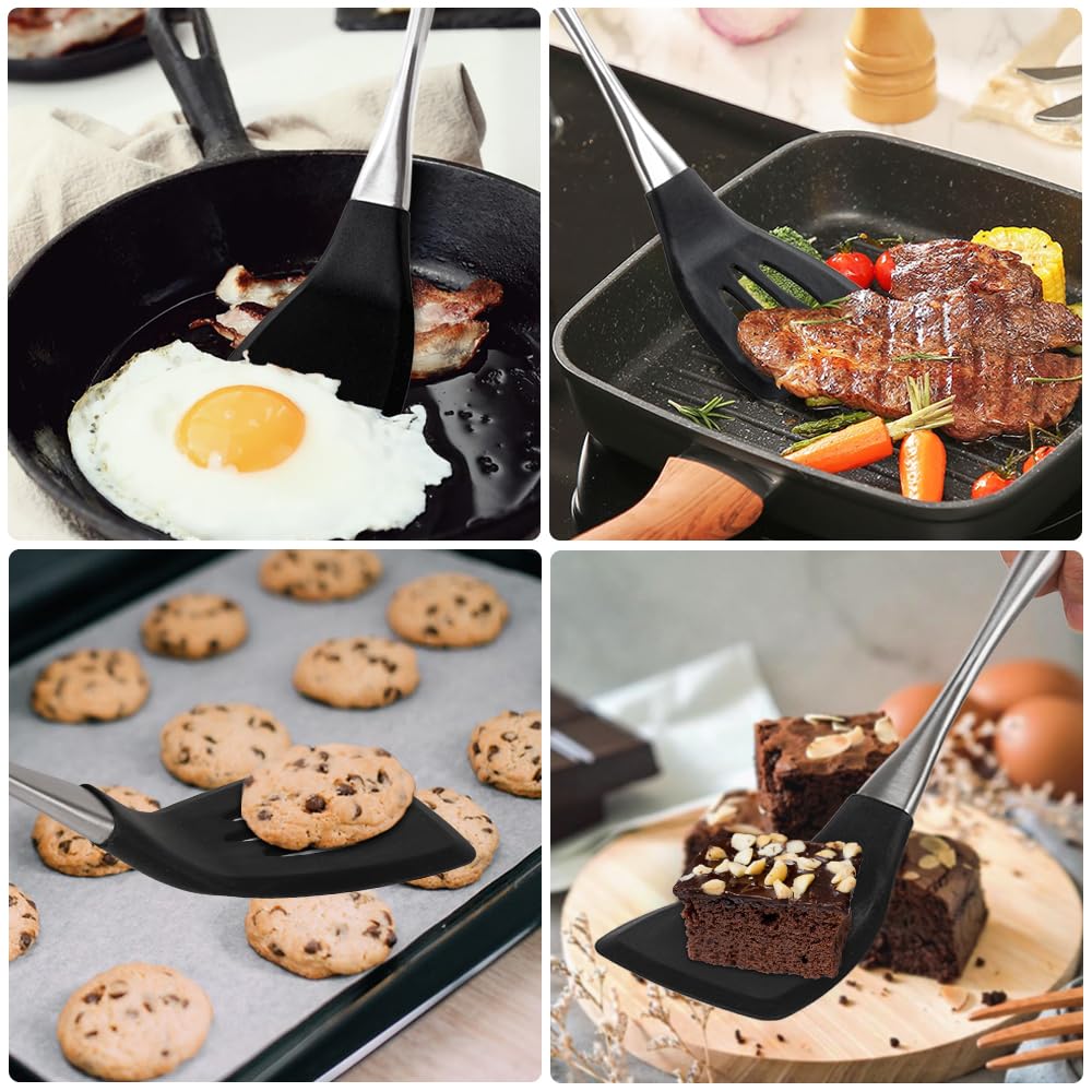 HAPPY KIT non-stick friendly spatula safe for coated pans and stainless cookware.