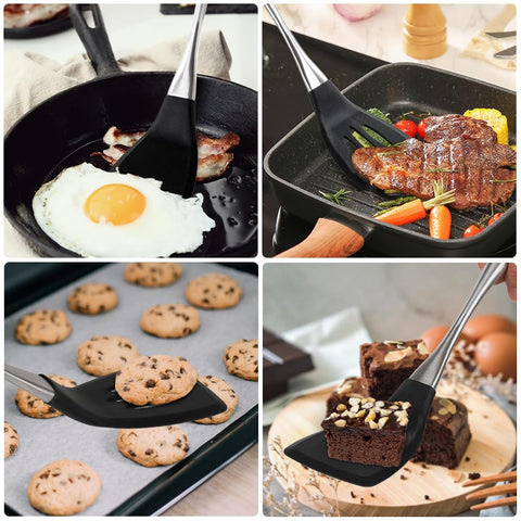 HAPPY KIT non-stick friendly spatula safe for coated pans and stainless cookware.