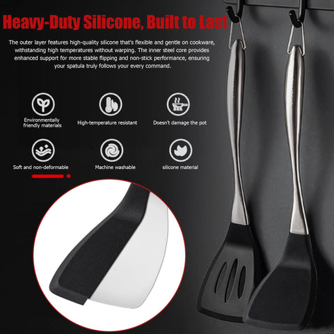 HAPPY KIT slotted silicone spatula for frying and serving without mess.