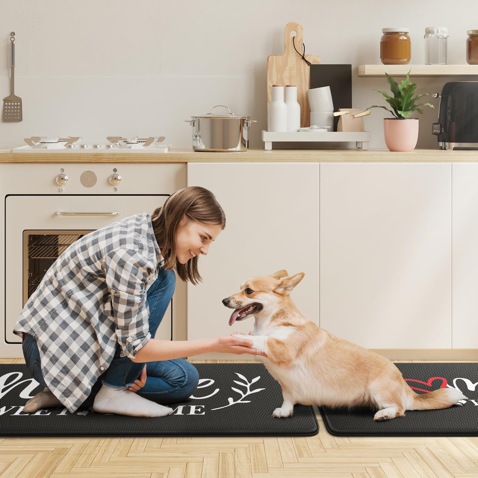 HappyTrends kitchen mat easy-clean 17x47in cleans quickly with a damp cloth