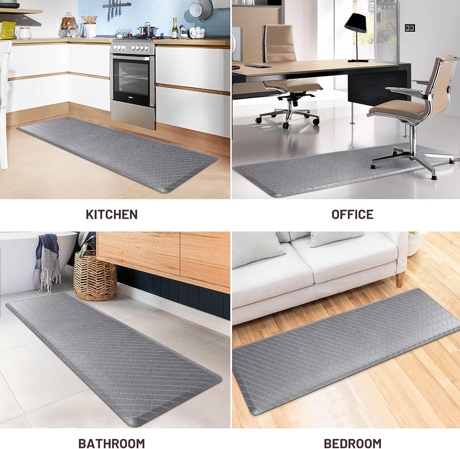 HappyTrends kitchen mat Gray color that blends with any decor.