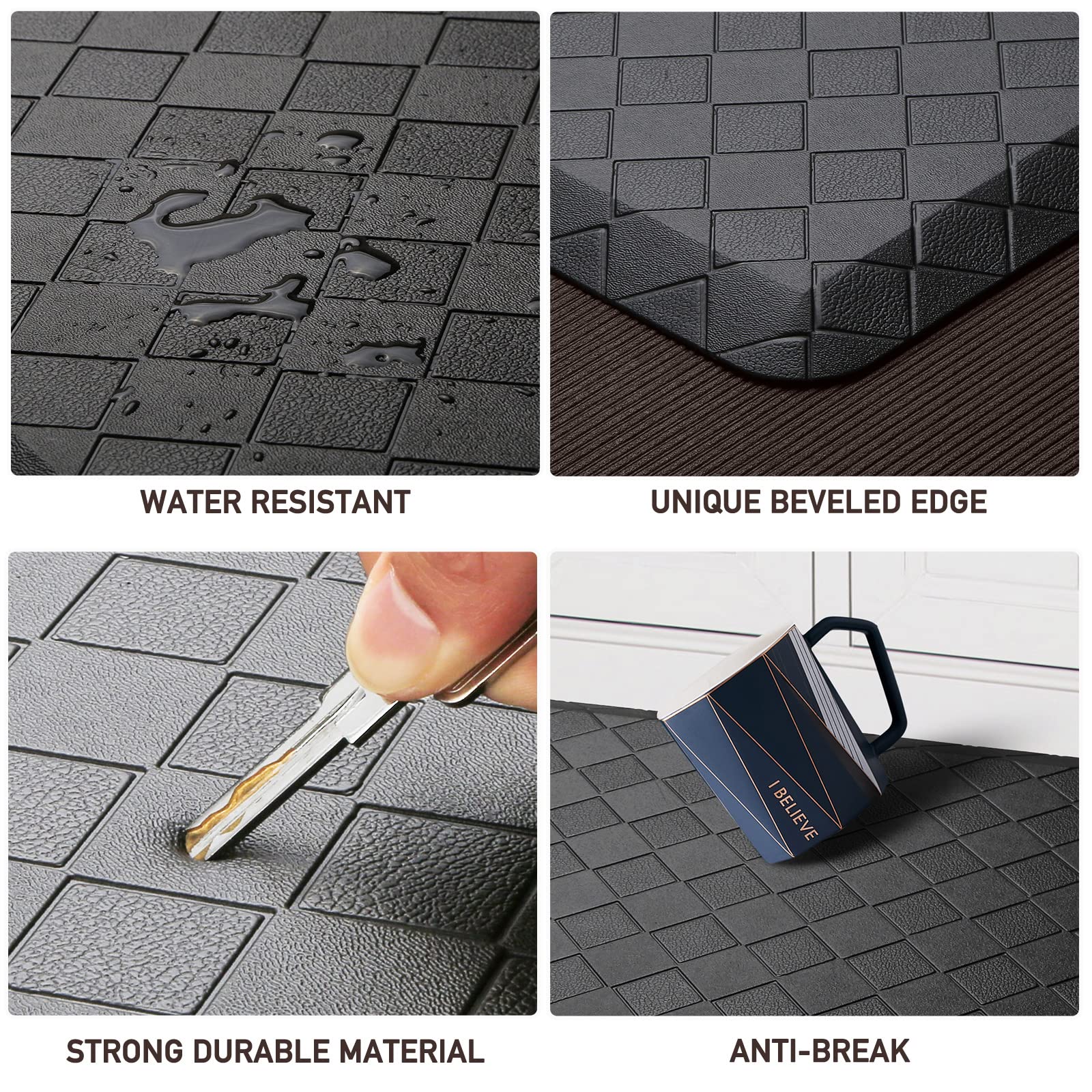 HappyTrends Kitchen Mat non-slip backing stays put on dry floors