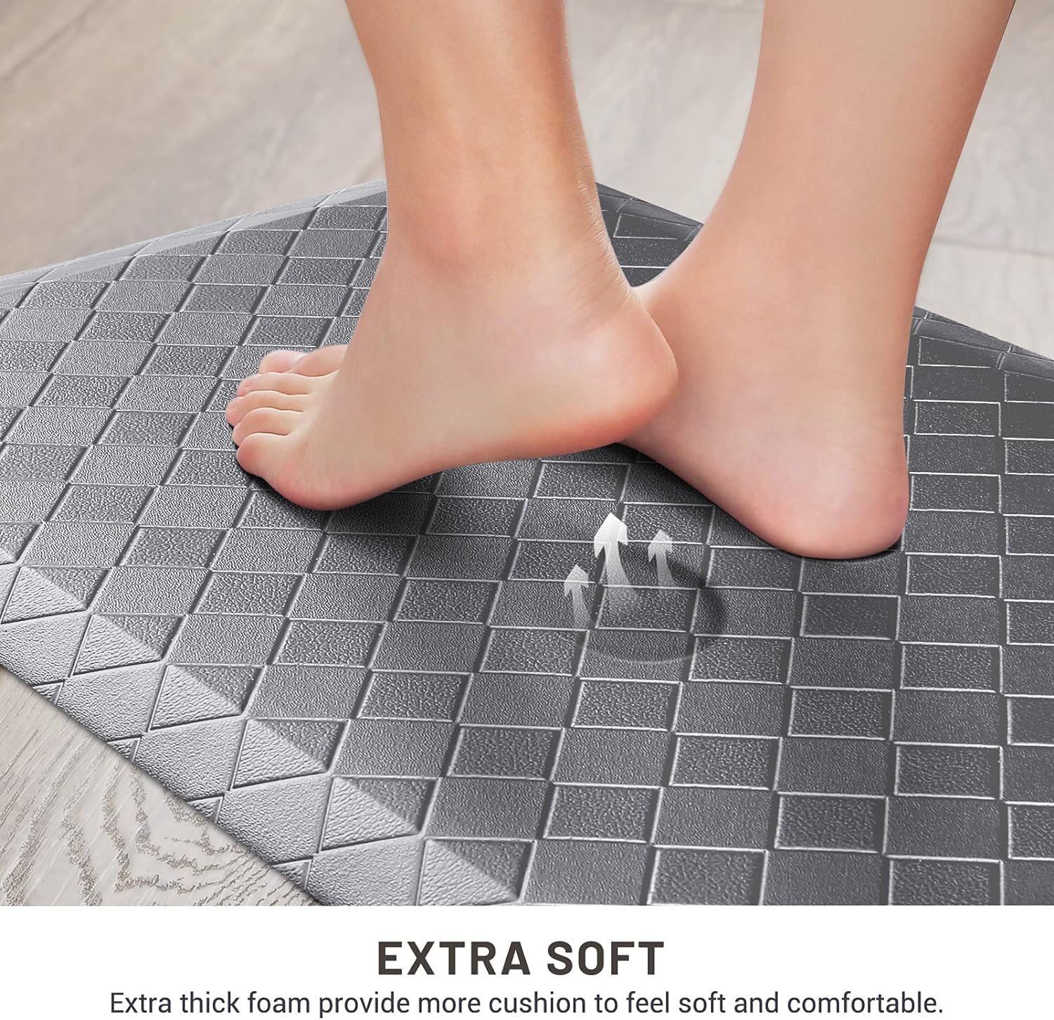 HappyTrends kitchen mat Non-slip back to prevent slips.