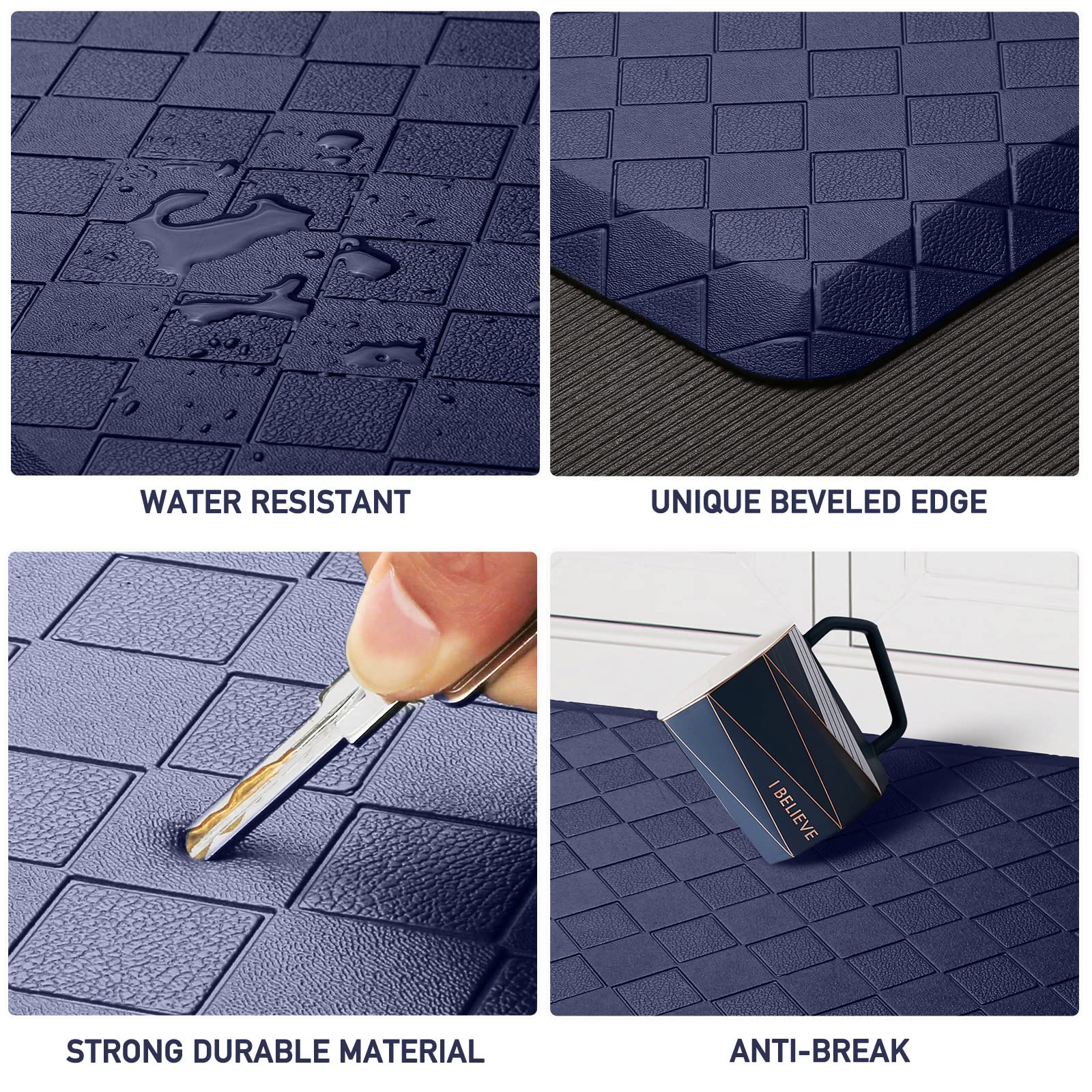 HappyTrends Kitchen Runner grid-pattern texture adds grip while standing in busy kitchens
