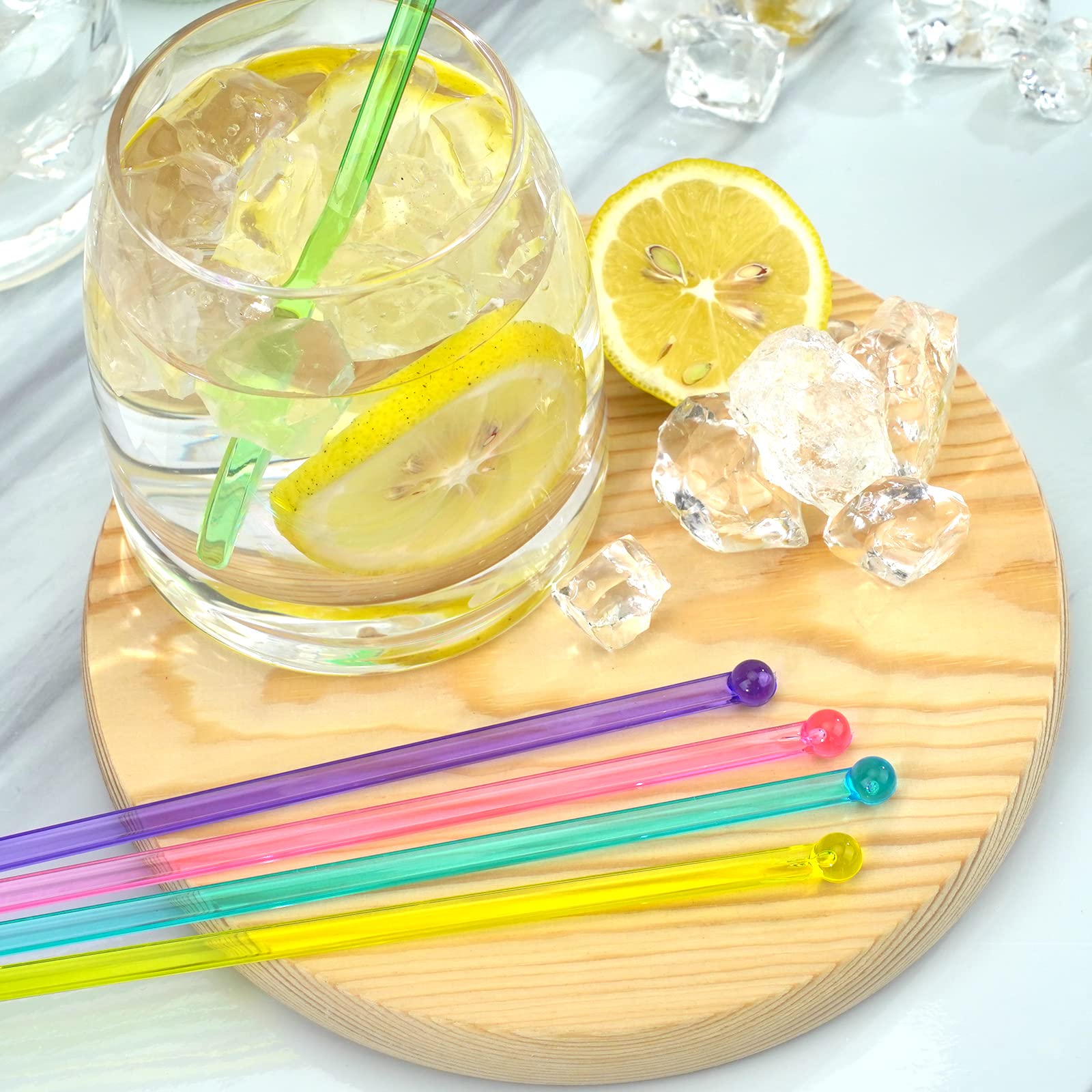 hapray crystal swizzle sticks yellow set for drinks and desserts