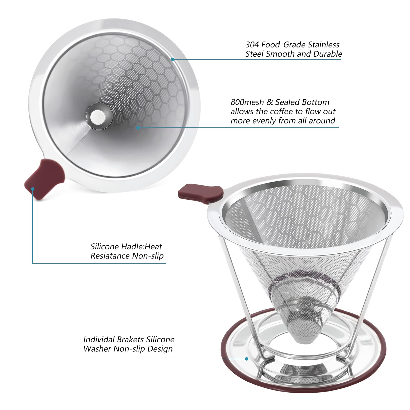 HAPYHOOM 800-mesh filter cone delivering cleaner brews.