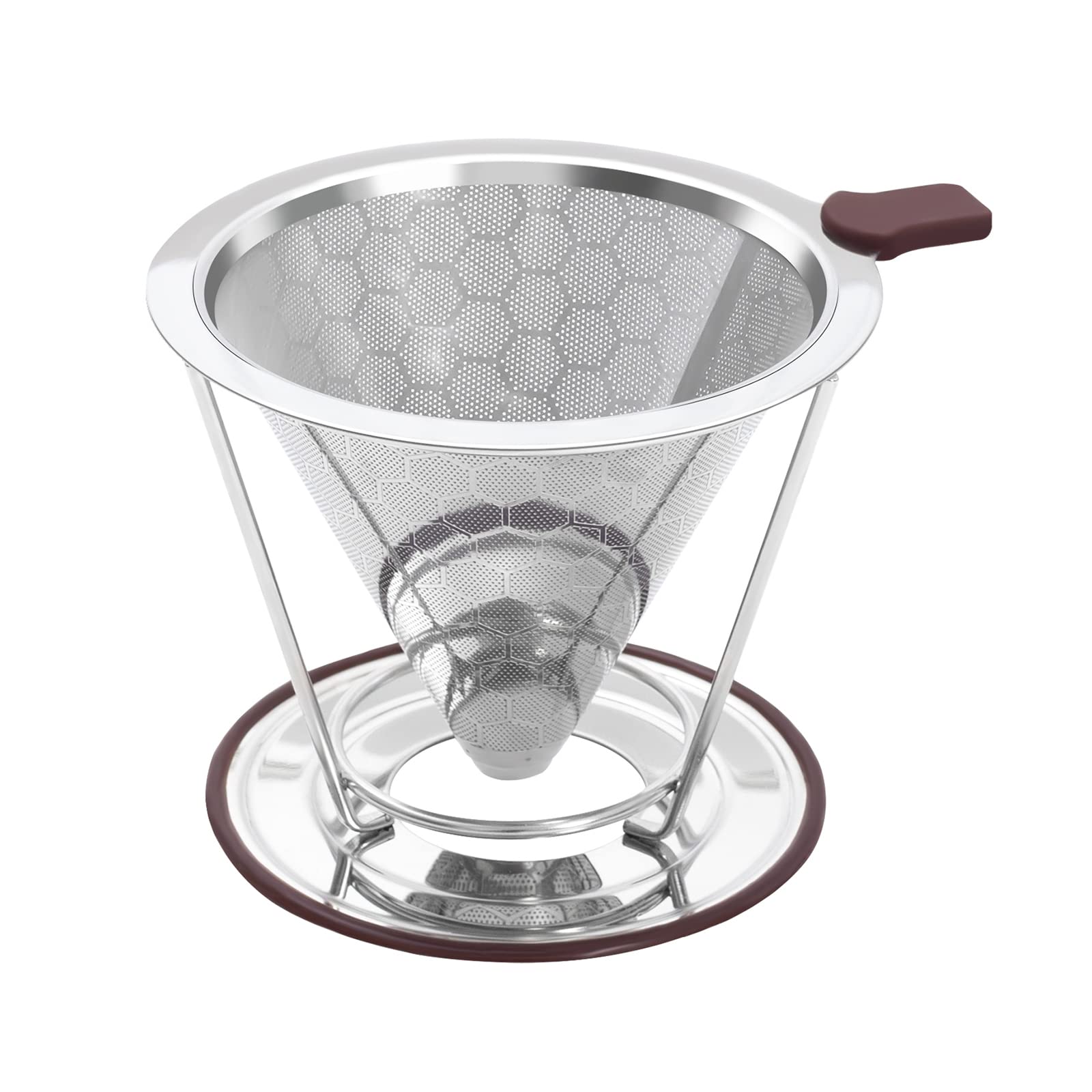 HAPYHOOM pour over dripper in stainless steel for richer flavor.