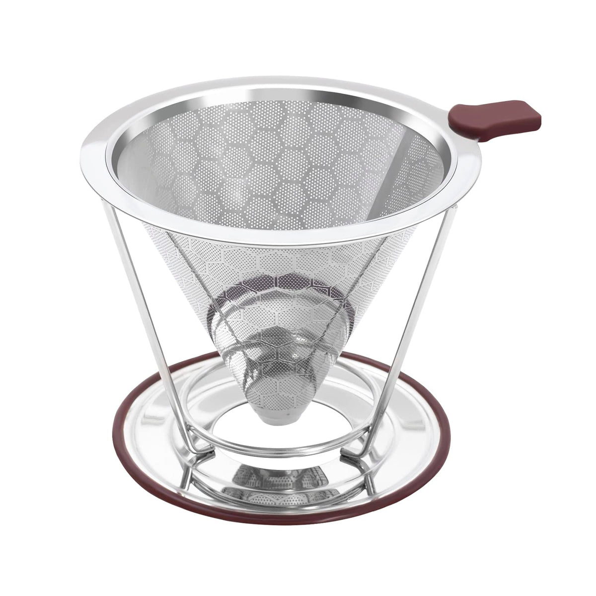 HAPYHOOM pour over dripper in stainless steel for richer flavor.