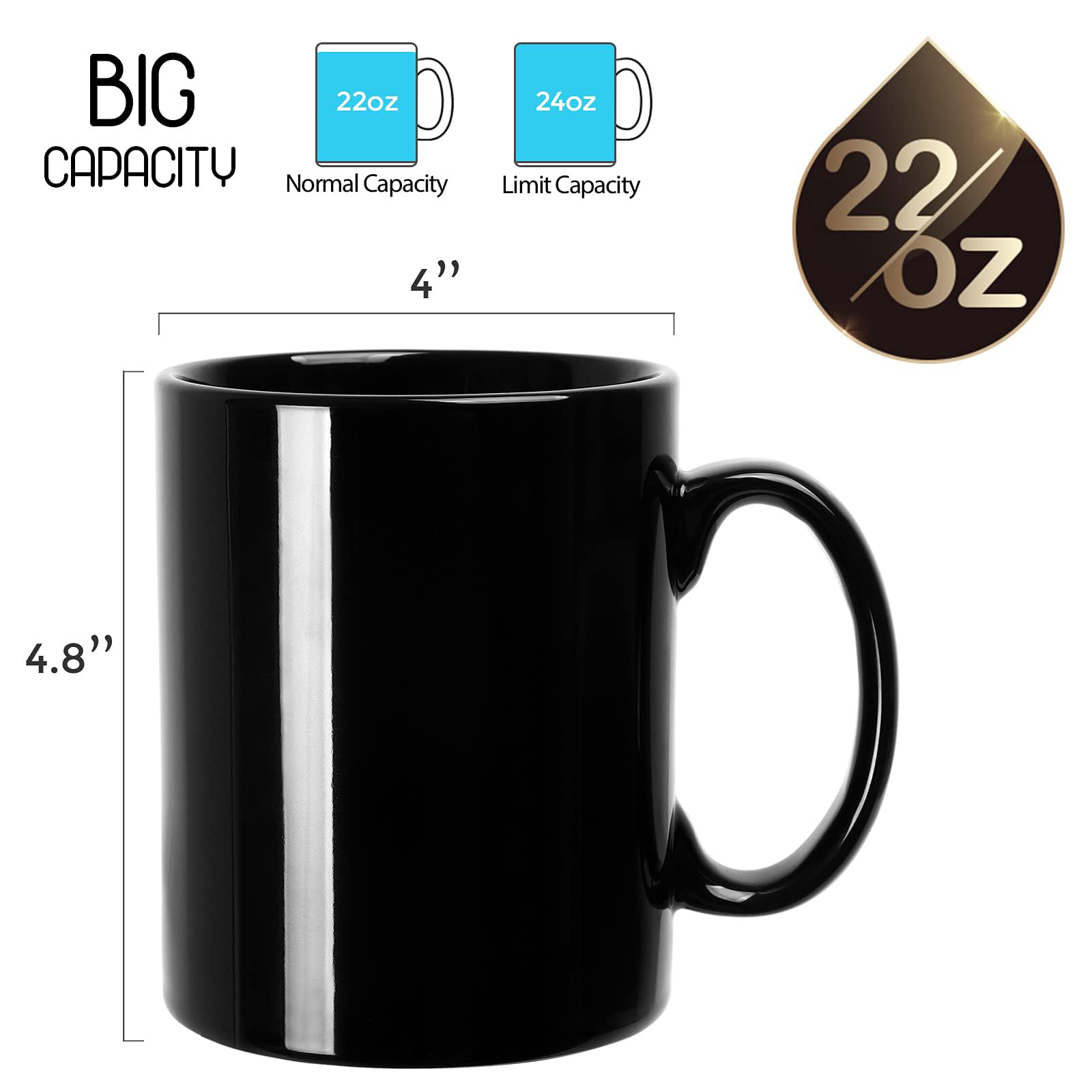 Harebe 22 oz mug side view shows smooth ceramic and sturdy build