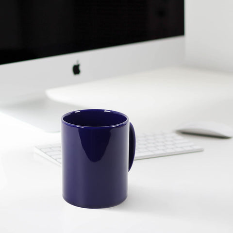harebe office and home blue mug on desk or kitchen counter