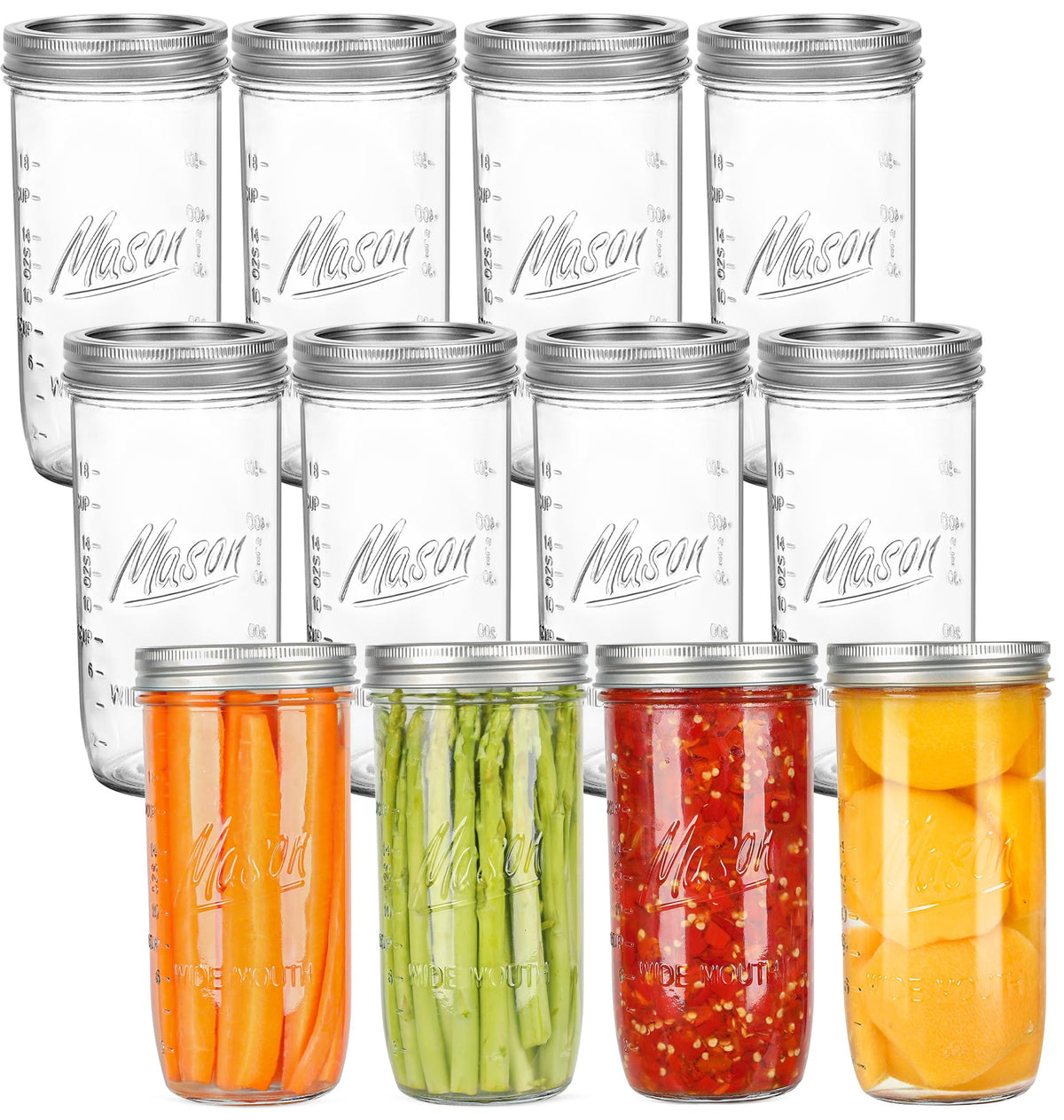 Harfuyee 24oz wide-mouth mason jar closeup for easy filling and versatile storage.