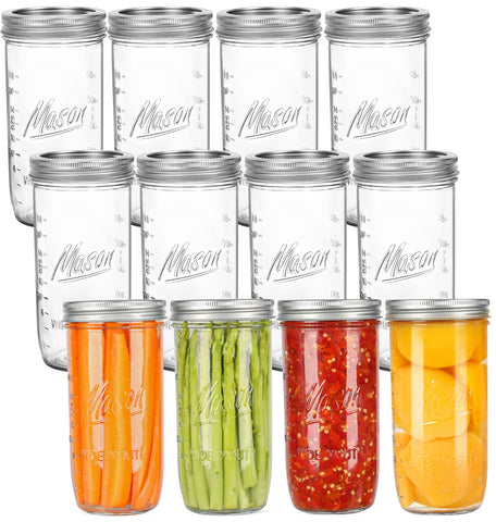 Harfuyee 24oz wide-mouth mason jar closeup for easy filling and versatile storage.