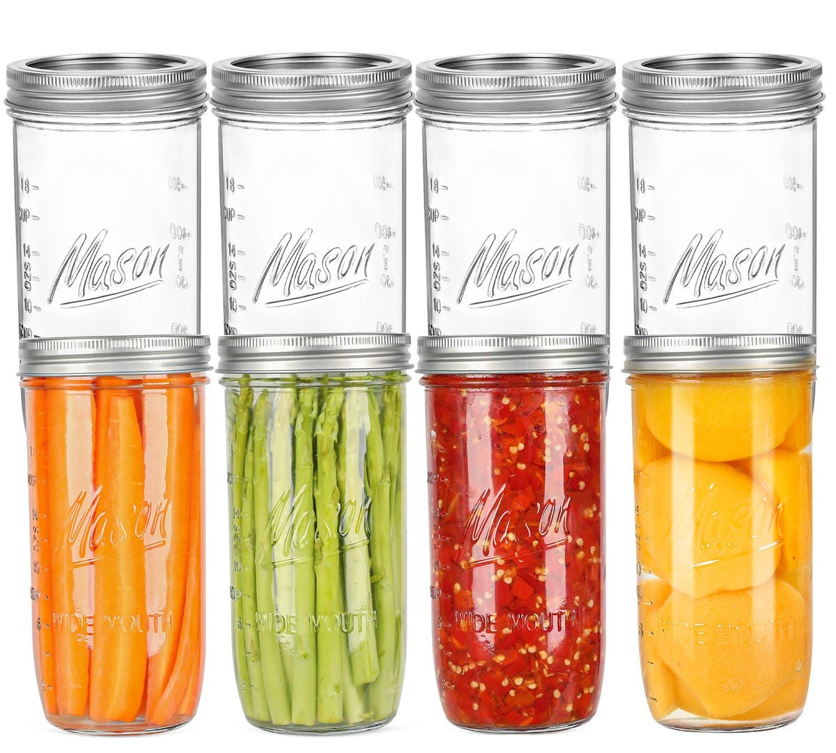 Harfuyee 24oz wide-mouth jar with lids for easy canning and storage.
