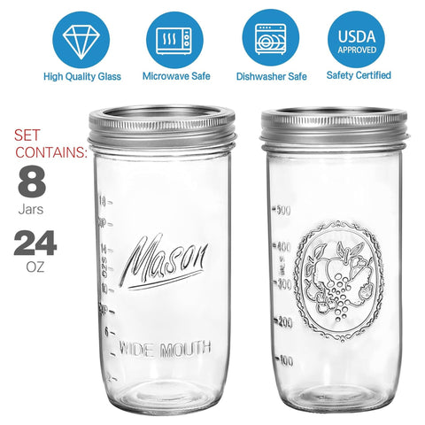Harfuyee mason jar with metal bands for secure sealing and freshness.