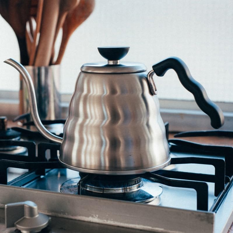 Hario Buono stainless steel body adds modern kitchen style.