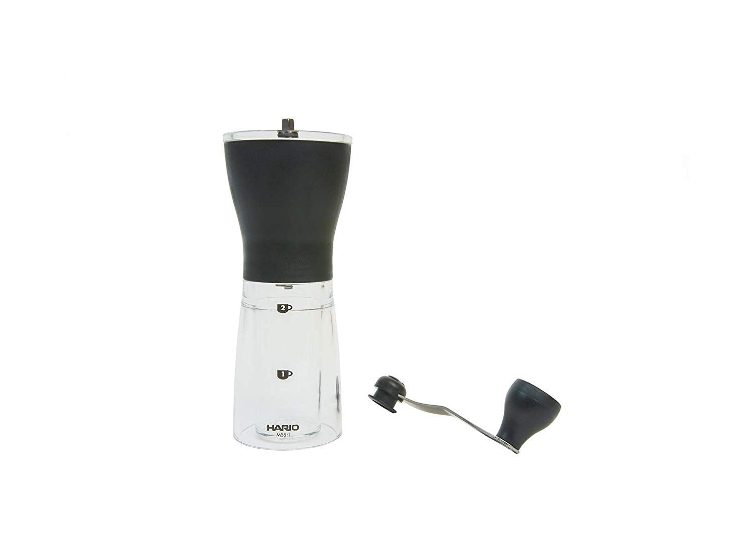 Hario Ceramic Coffee Mill Original Black slim design that fits any counter.