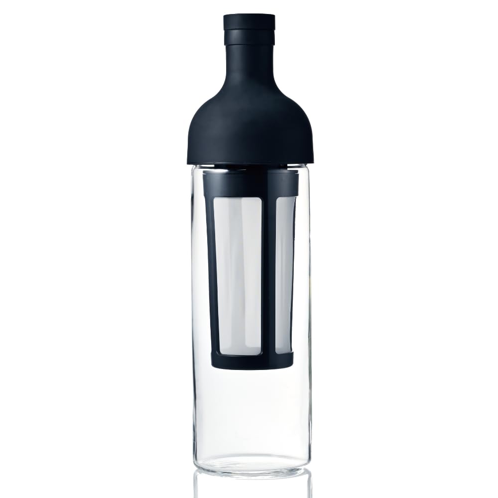 Hario cold brew bottle front view showing compact fridge storage