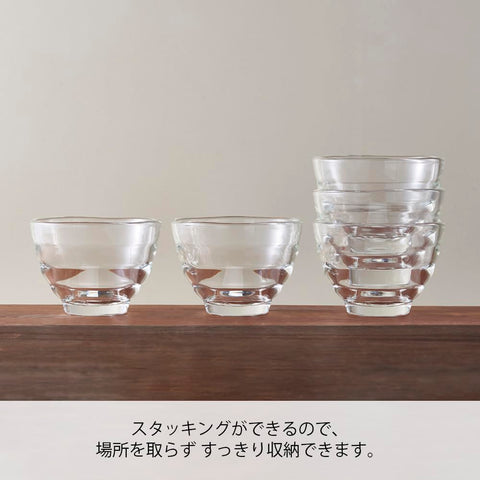 HARIO HU-3012 cups stacked to save space in modern kitchen