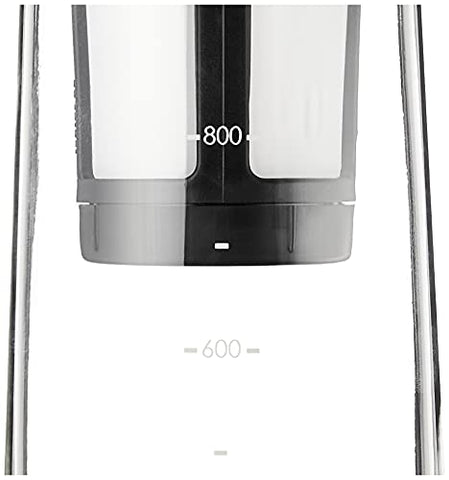 Slow pour spout supports controlled serving directly from the carafe.