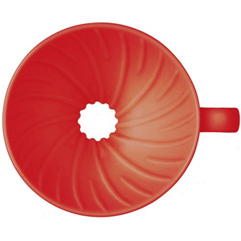 Arita ware porcelain body in red highlighting craftsmanship on the Hario dripper