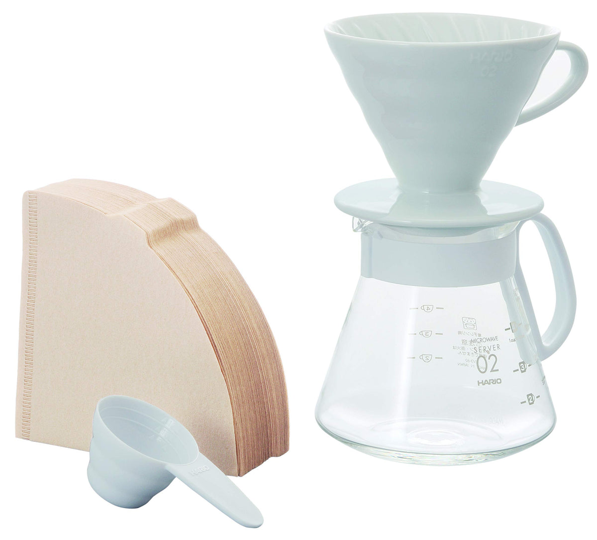 Hario V60 ceramic pour-over dripper Size 02 in white for precise, flavorful coffee