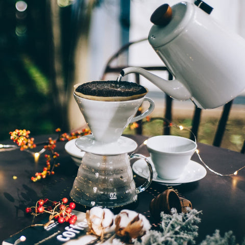 Hario V60 coffee serving setup ready to pour.