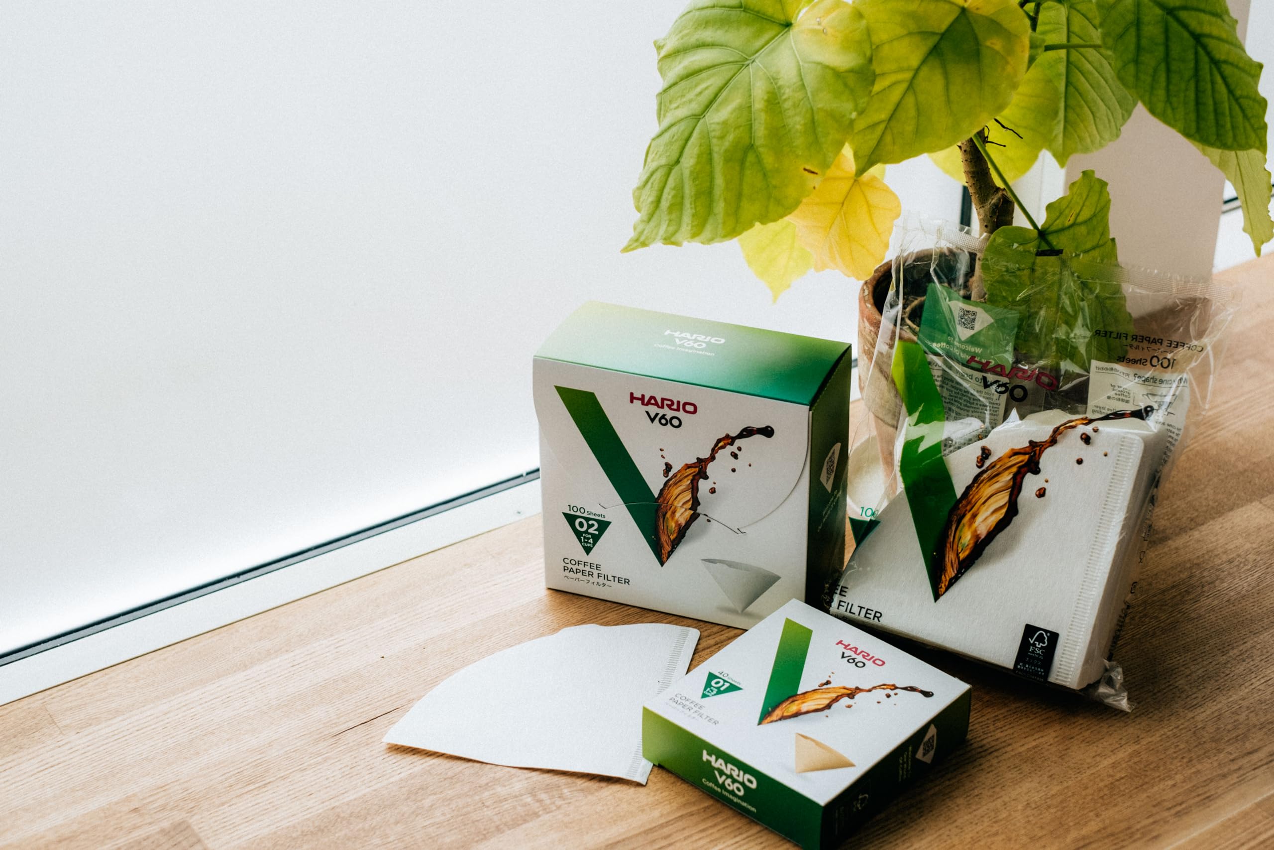 Hario V60 cone dripper size 02 with filters, compatible for easy setup