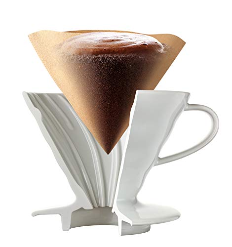Hario V60 glass server in white with borosilicate glass for clear coffee presentation