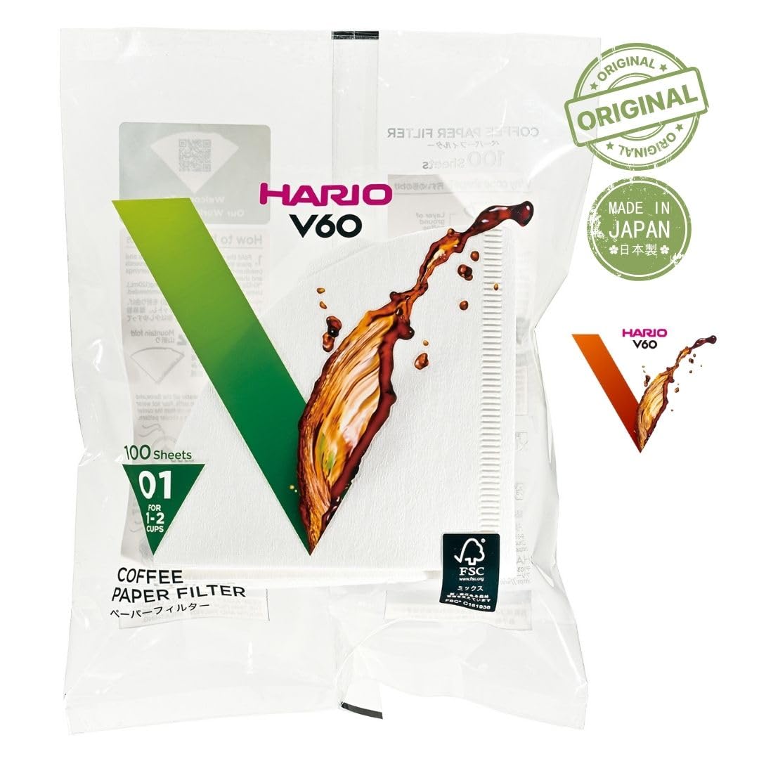 Hario V60 Misarashi size 01 white filter detail for precise pour-over filtering