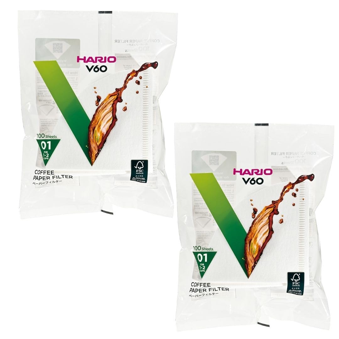 Hario V60 Misarashi size 01 filter packaging with 100-count box for home brewing
