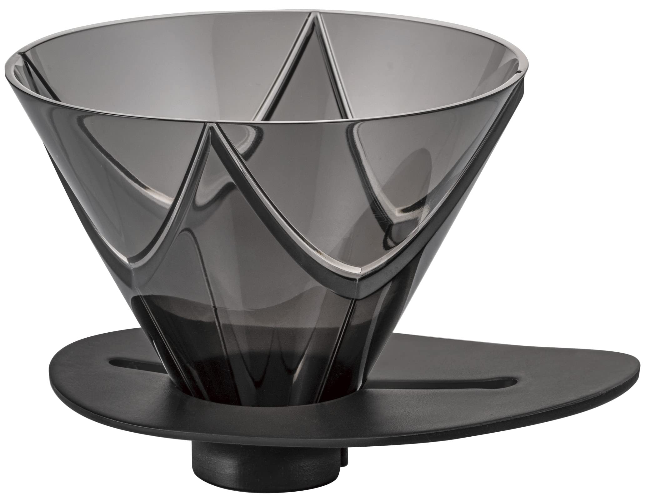 Hario V60 Mugen 02 top view in clear black resin for precise pour-over.