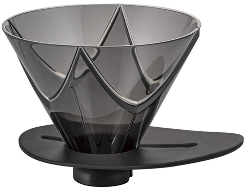 Hario V60 Mugen 02 top view in clear black resin for precise pour-over.