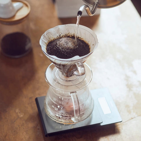 Hario V60 component close-up showing durable AS resin body and cone filter compatibility