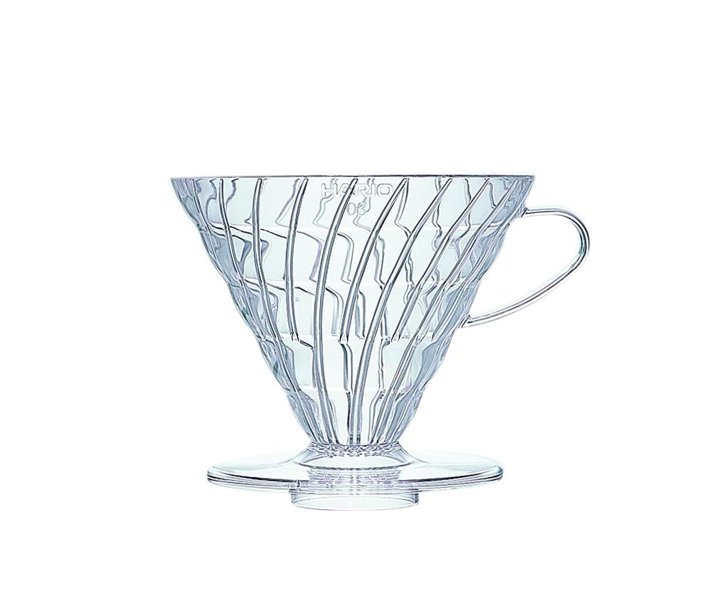 Hario V60 plastic coffee dripper size 03, clear, ideal for portable pour-over brewing