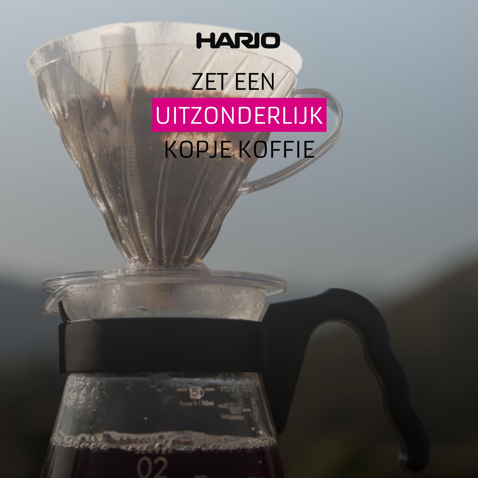 Hario V60 size 03 filter closeup shows precision sheets for reliable pours.