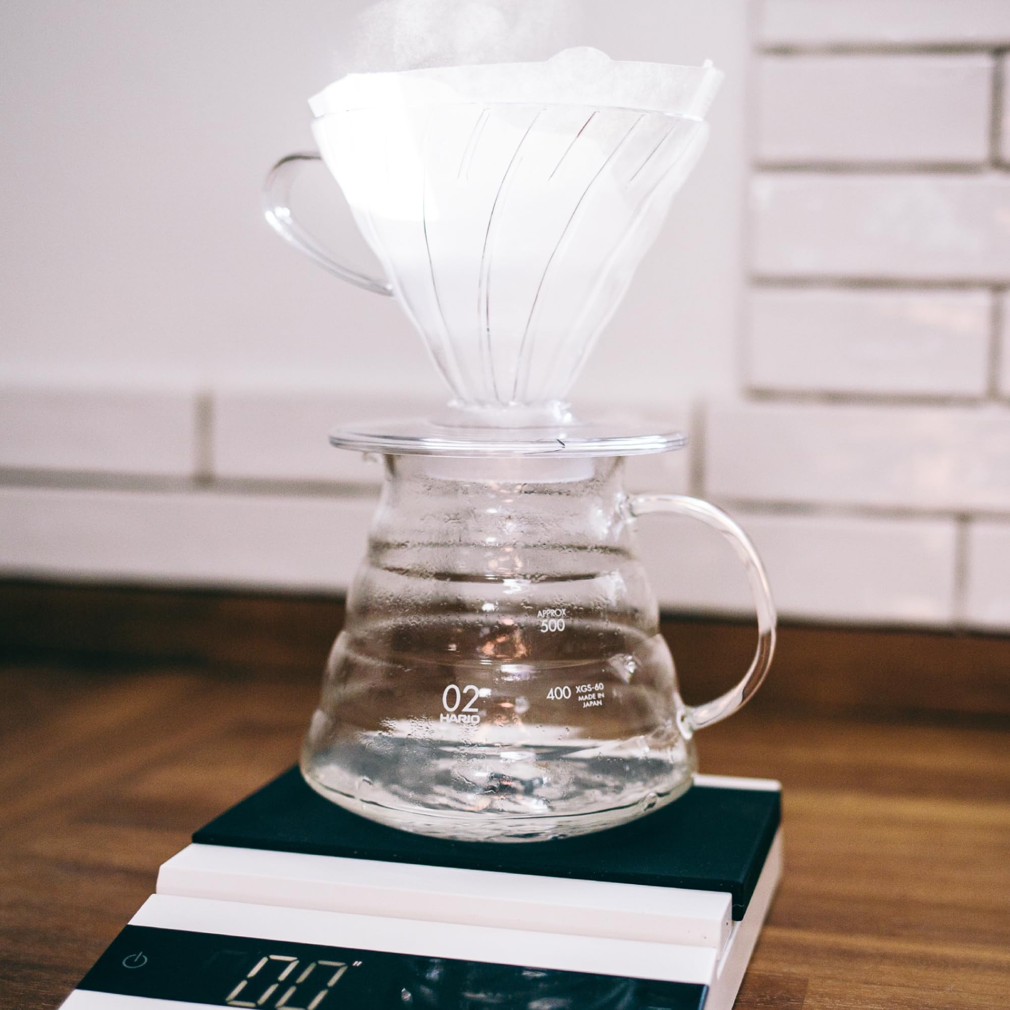 Hario V60 size 03 filter sheets fit the dripper.
