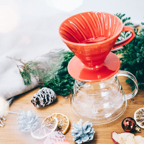 Hario V60 VDCR-02R made in Japan stamp on a ceramic dripper.