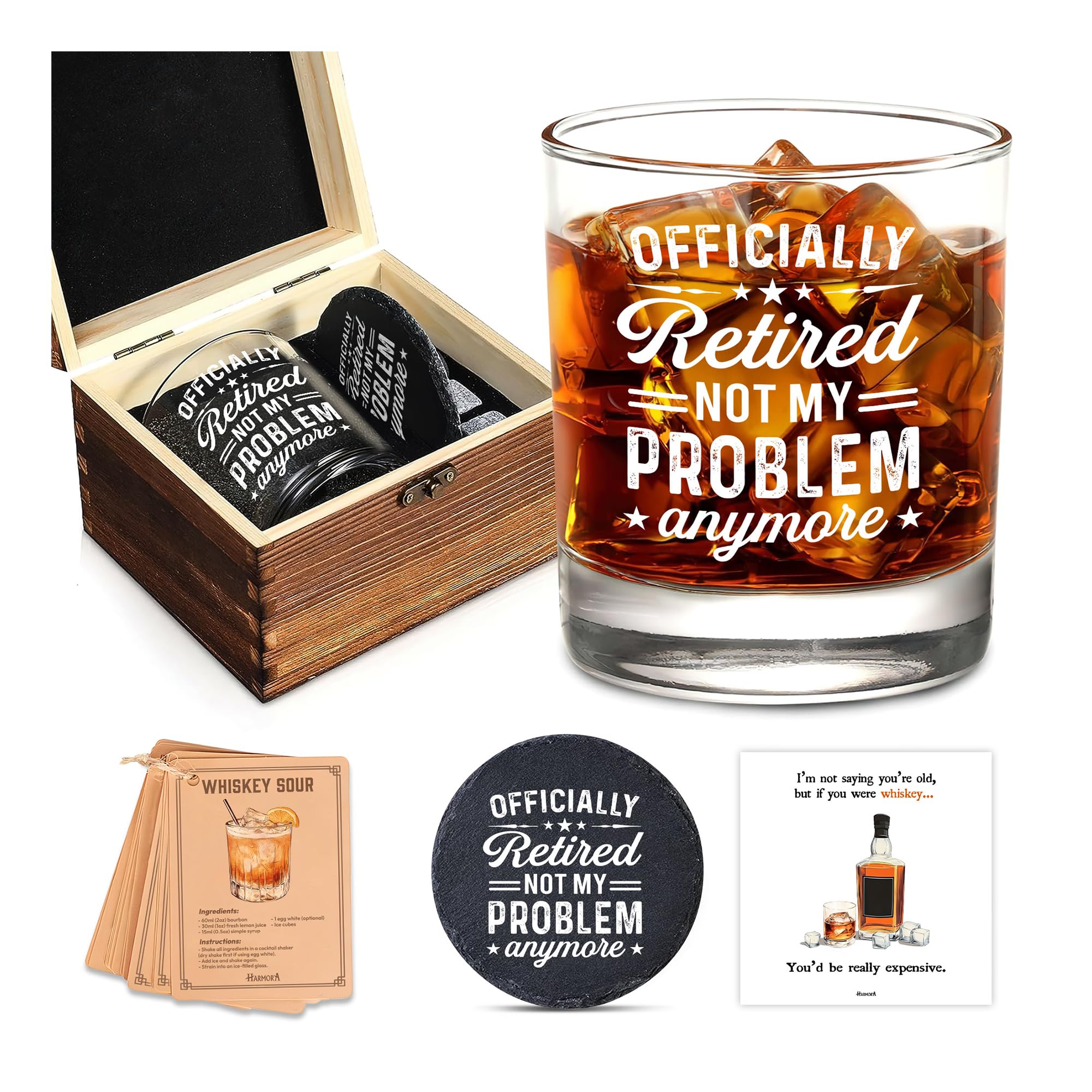 Harmora retirement whiskey glass 11oz with sturdy base for timeless pours