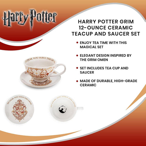 Gift-ready Harry Potter Grim teacup and saucer set for fans.